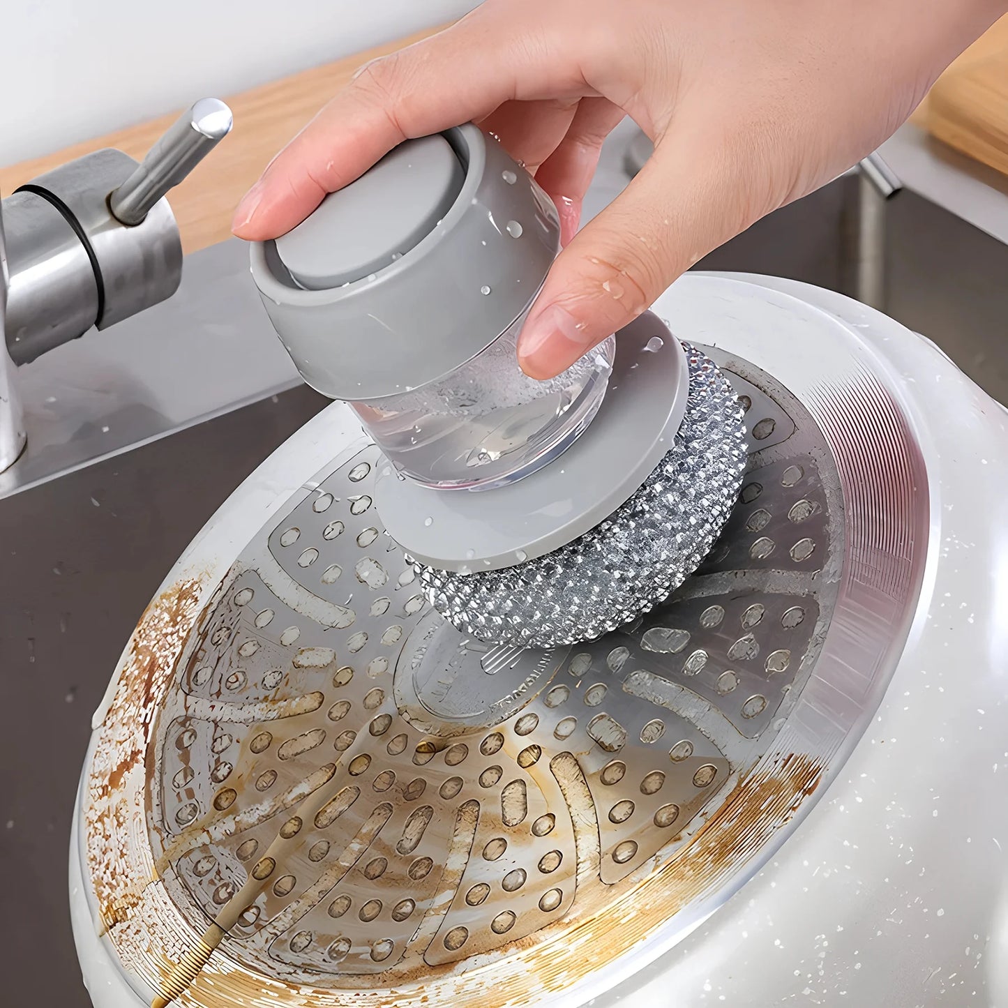 Scrubber Dishes Dispenser Brush